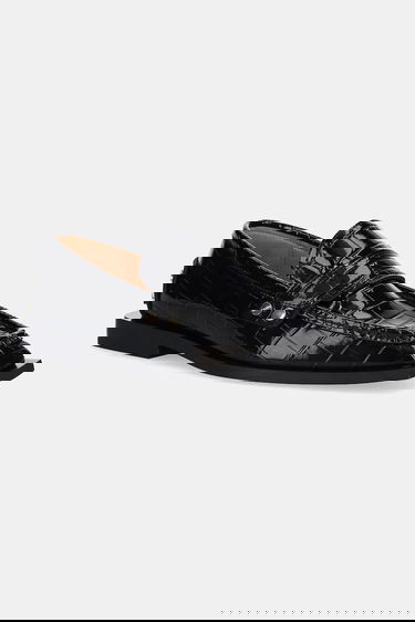 Кецове и обувки GANNI GANNI Studs Square Toe Shiny Croco Loafers Черно | S3014, 0