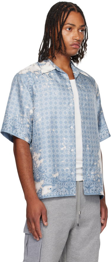 Риза AMIRI Bleach Bandana Bowling Shirt Синьо | AMSTCA1159, 1