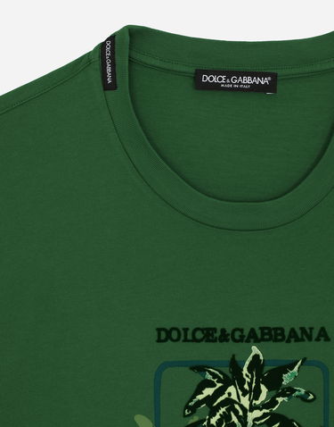 Тениска Dolce & Gabbana Short-sleeved Cotton T-shirt With Banana Tree Print Зелено | G8RN8TG7K1TV8433, 2