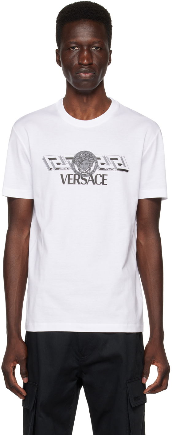 Тениска Versace La Greca T-Shirt Бяло | 1008461 1A06051, 0