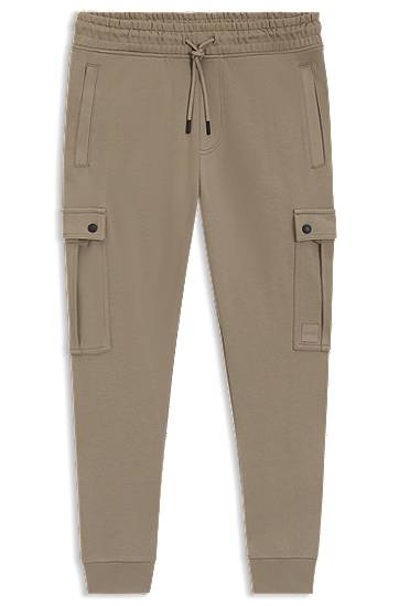Спортни панталони BOSS Relaxed-Fit Cotton-Terry Cargo Joggers Бежово | 50542917