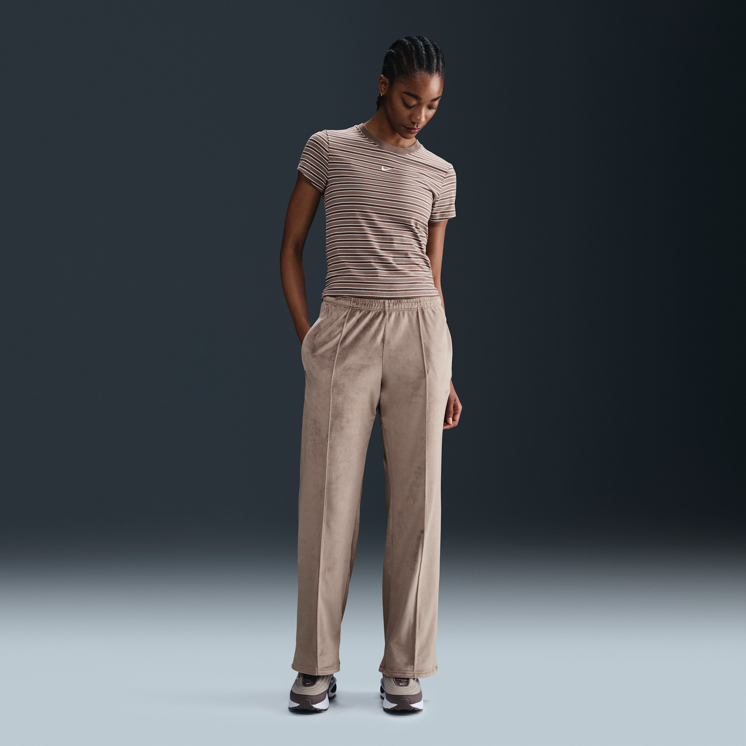 Панталони Nike Sportswear Chill Knit Mid-Rise Velvet Pants Бежово | HJ0922-233, 0