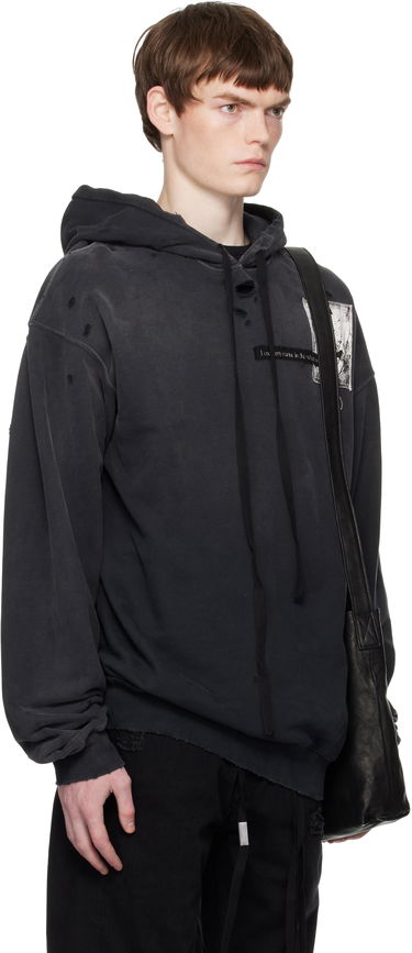 Суитчър Ann Demeulemeester Ann Demeulemeester Distressed Comfort Hoodie Черно | B0012871-FA640-098, 1