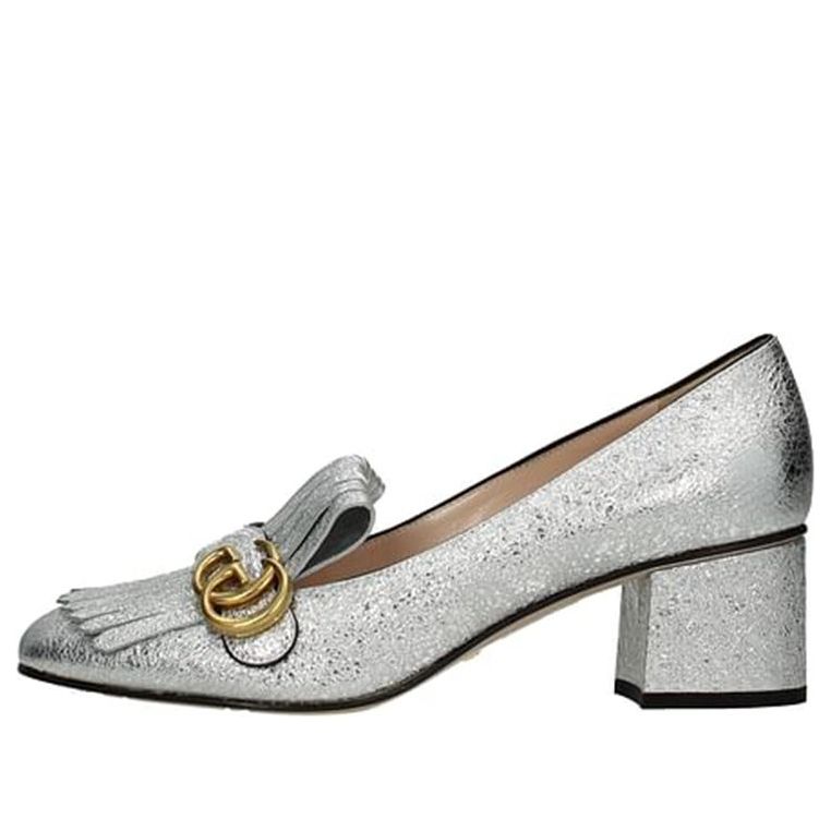 Кецове и обувки Gucci Marmont Fringe Mid-Heel Loafers Металик | 408208-DKT00-8106, 0
