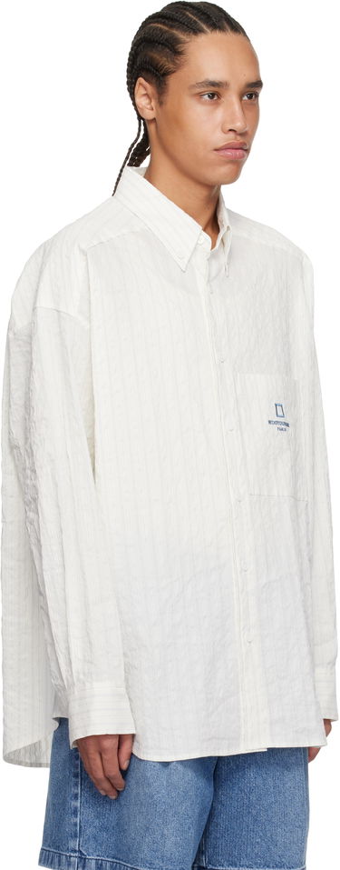 Риза WOOYOUNGMI WOOYOUNGMI Striped Cotton Shirt Синьо | W251SH12, 4