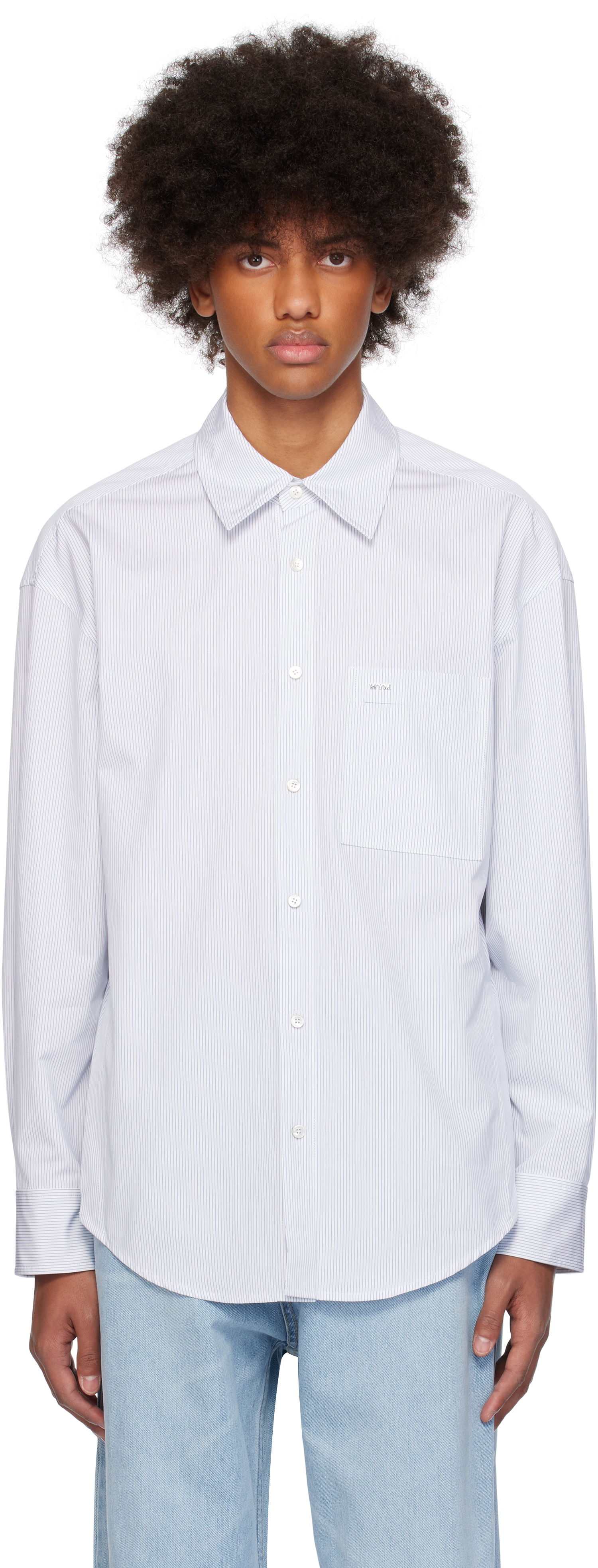 Риза WOOYOUNGMI WOOYOUNGMI Striped Regular Shirt Бяло | W243SH08, 0