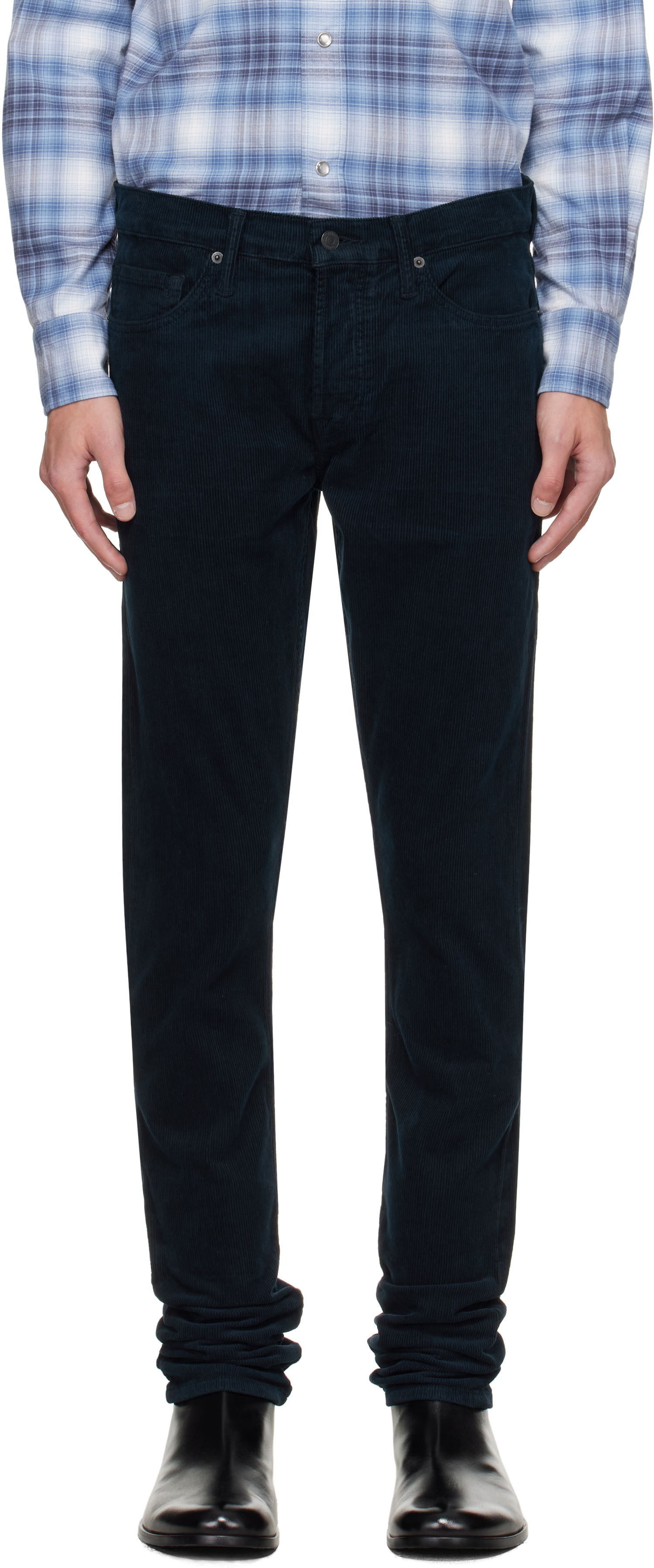 Панталони Tom Ford TOM FORD 12 Waves Corduroy Slim Fit Stretch Trousers Тъмно синьо | DPS001-DMC081, 0
