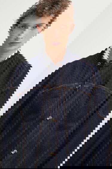 Яке ADER ERROR Transitional Mandarin Collar Denim Jacket with Contrast Stitching Тъмно синьо | BO01FWJK0105BL, 3