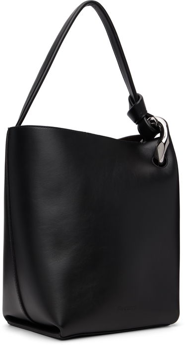 Чанта през рамо JW Anderson Corner Bucket Leather Shoulder Bag with Knot Detail and Sculptural Hardware Черно | HB0738-LA0232, 3