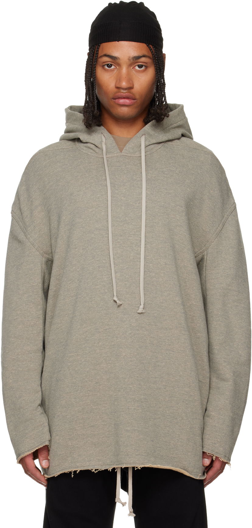 Суитчър Rick Owens Rick Owens DRKSHDW Concordians Peter Oversized Raw-Edge Pullover Hoodie Сиво | DU02E7280 FGM