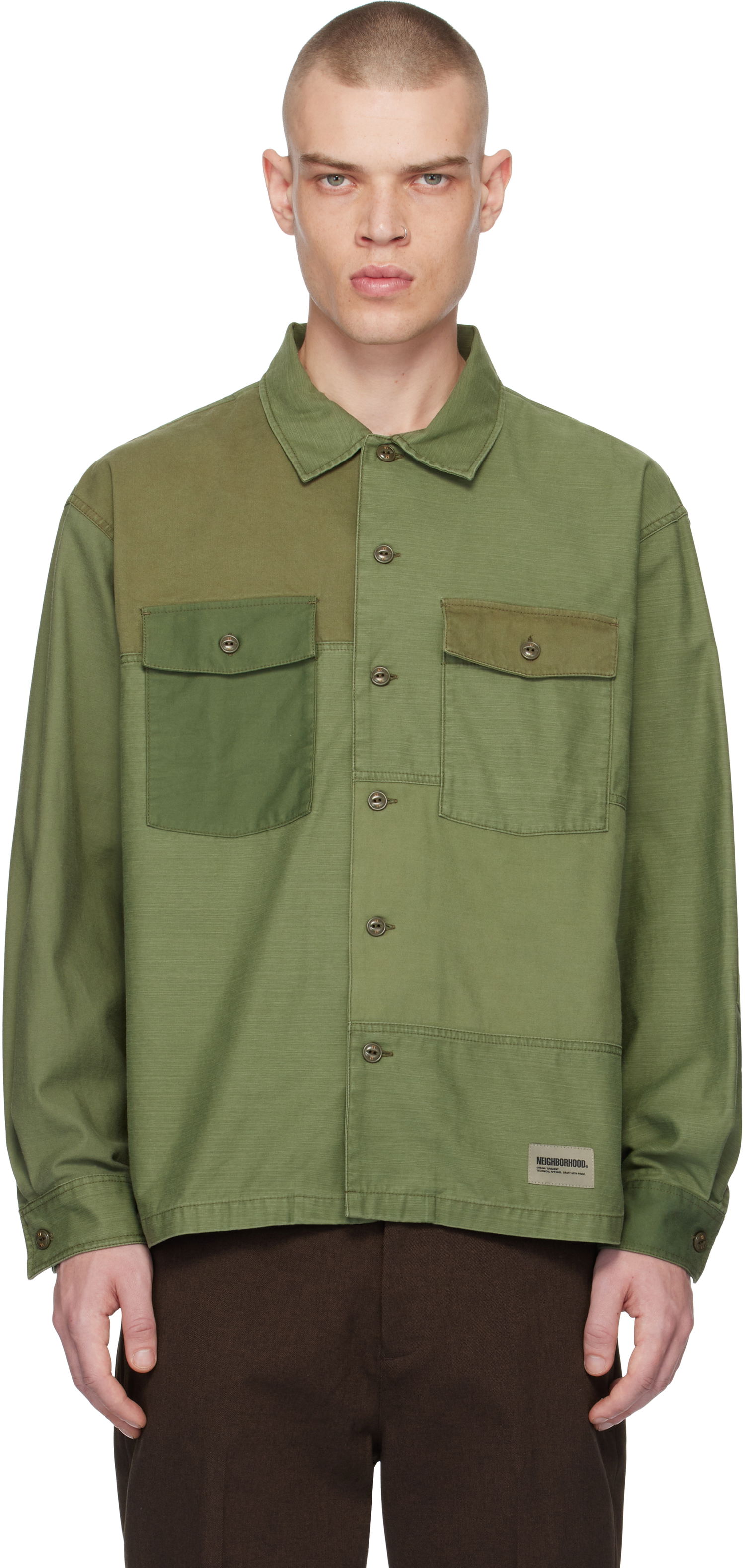 Риза Neighborhood Utility Shirt Зелено | 242TSNH-SHM10, 0