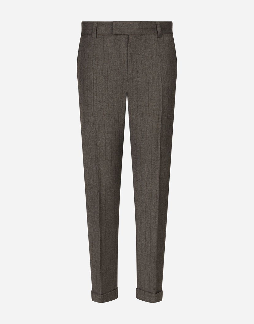 Панталони Dolce & Gabbana Dolce & Gabbana Tailored Striped Flannel Pants Кафяво | GP09TTFRBDFS8051