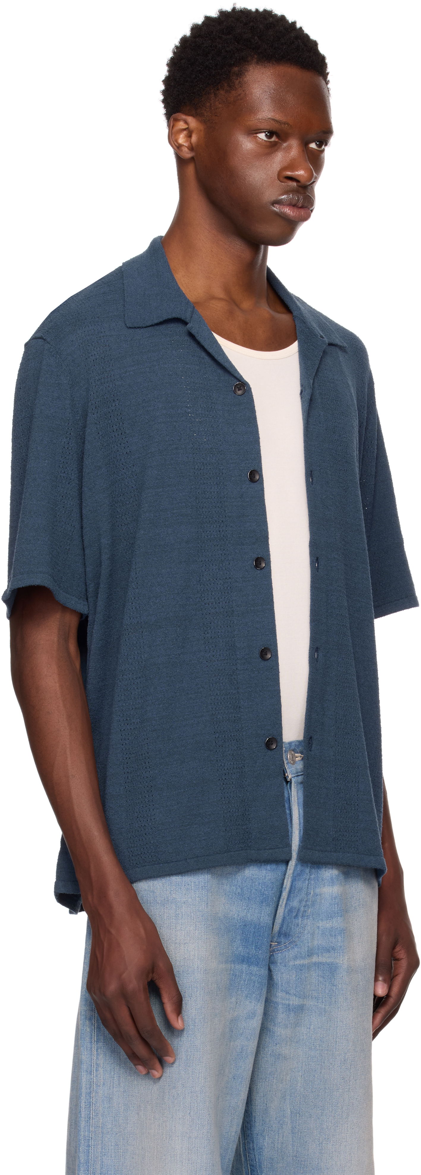 Риза rag & bone Rag & Bone Avery Zuma Knitted Shirt Синьо | MBS25P020NC20, 1