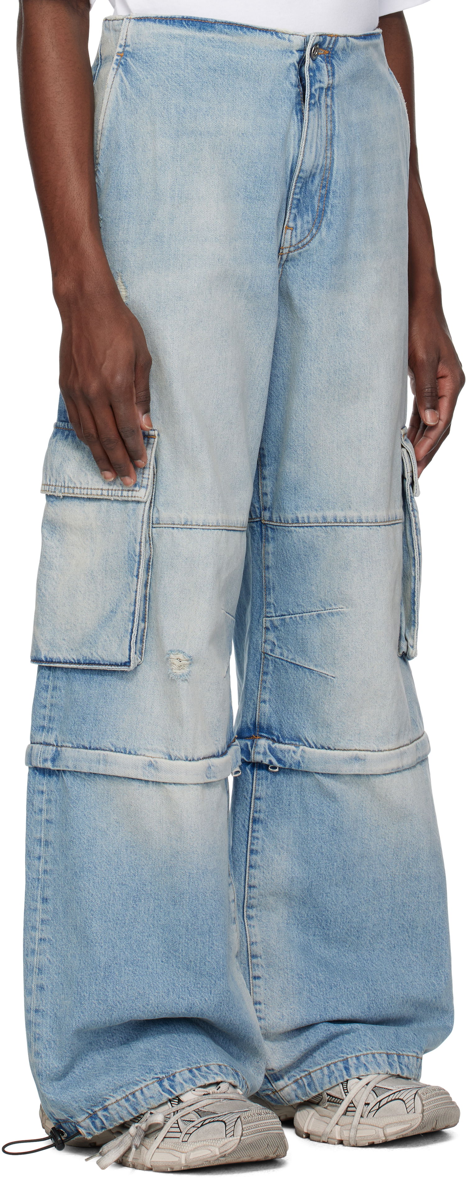 Карго панталони We11done We11done Faded Denim Zip-off Cargo Pants Синьо | WD-DP0-25-393-M-SK, 1