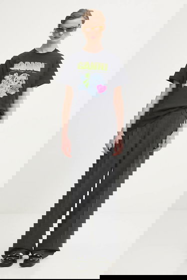 Тениска GANNI Basic Cotton Jersey Neon Puppy T-Shirt Черно | T4333, 9