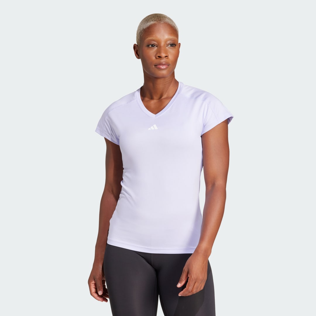 Тениска adidas Performance Training Essentials V-Neck Tee Лилаво | JC9564, 0