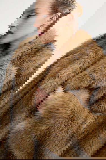 Палта STAND STUDIO Cropped Faux Fur Coat Samara Кафяво | 61701.9405, 3