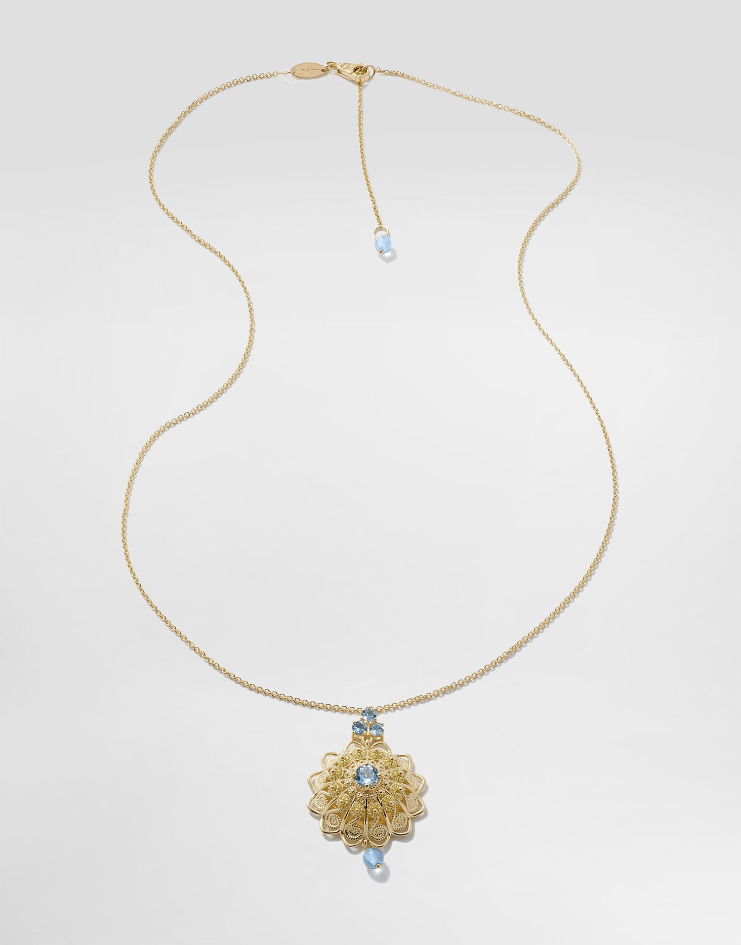 Колие Dolce & Gabbana Dolce & Gabbana Filigree 18K Yellow Gold Aquamarine Pendant Necklace Жълто | WAJP1GWAQ01ZOO00, 0