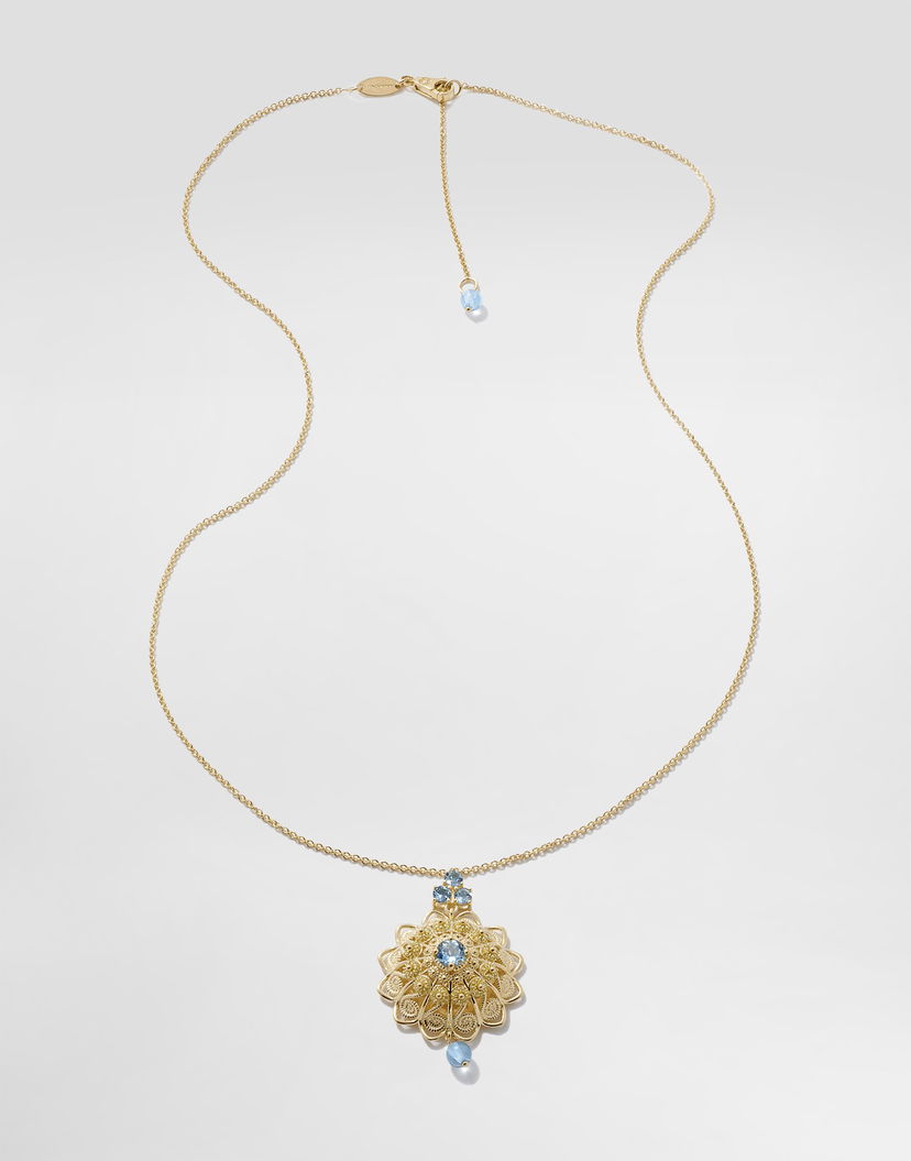 Колие Dolce & Gabbana Dolce & Gabbana Filigree 18K Yellow Gold Aquamarine Pendant Necklace Жълто | WAJP1GWAQ01ZOO00