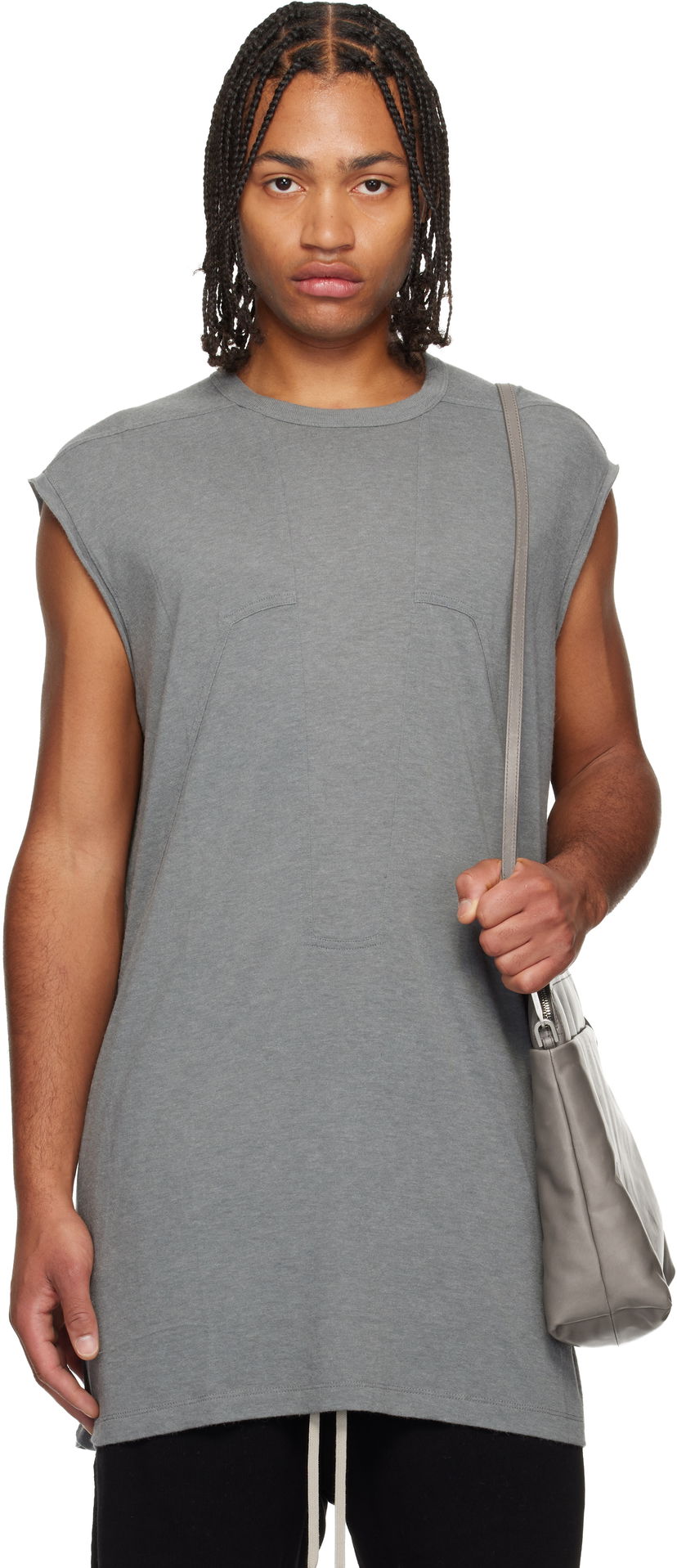 Потник Rick Owens Concordians Splintered Tarp Paneled Sleeveless T-shirt Сиво | RU02E1168 JR