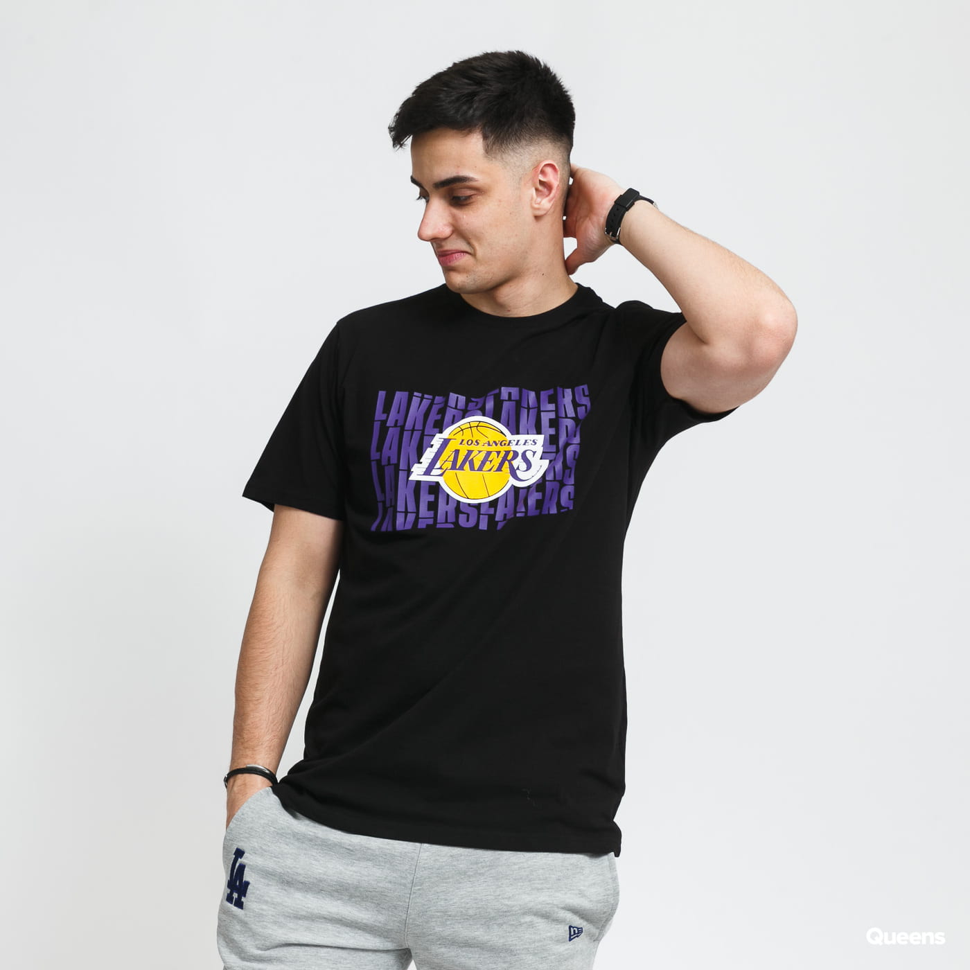 Тениска New Era NBA Wordmark Repeat Tee LA Lakers Черно | 12590885, 0