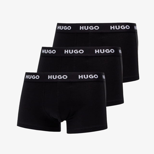 Hugo Logo-Waistband Trunks 3-Pack Black