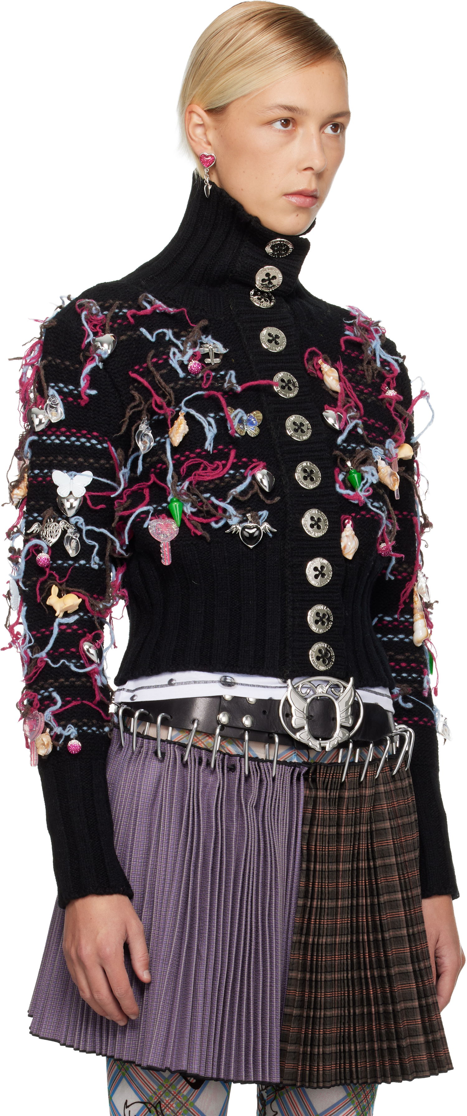 Пуловер Chopova Lowena Chopova Lowena Washed Up Embellished Turtleneck Cardigan Многоцветен | 5250, 1