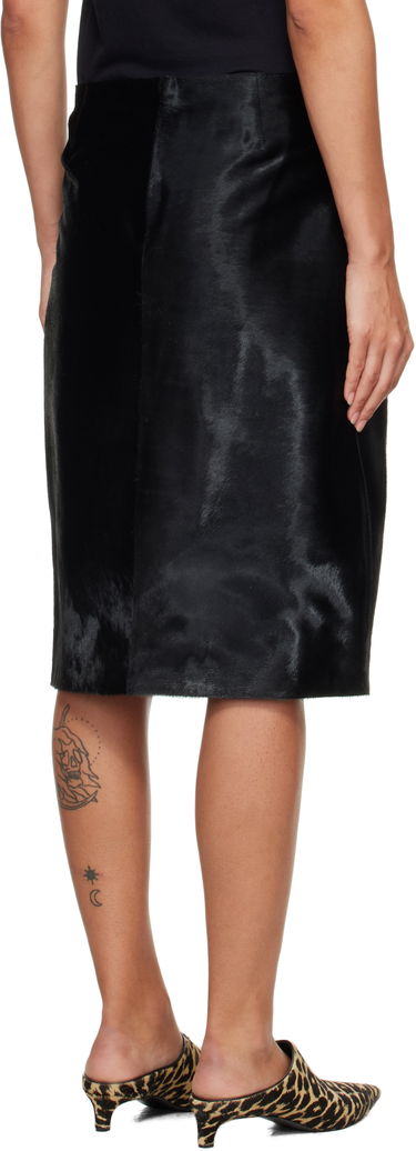 Пола Loulou de Saison Loulou de Saison Myra Asymmetrical Pony-Effect Leather Midi Skirt Черно | MYRA, 2