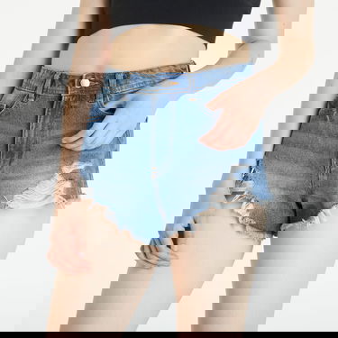 Къси панталони Noisy May High Waisted Denim Shorts Синьо | 27020604, 2