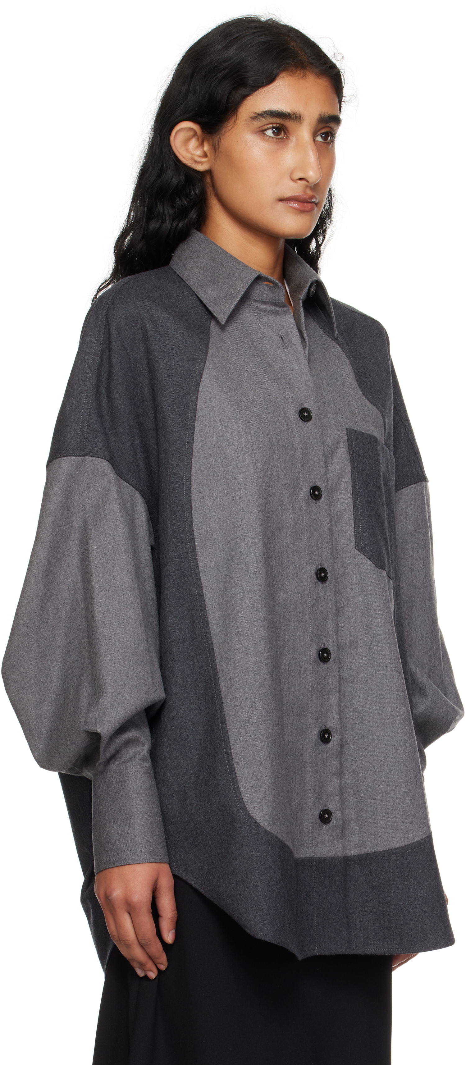 Риза Stella McCartney Stella McCartney Mixed Flannel Shirt Сиво | 6201593CU703, 1