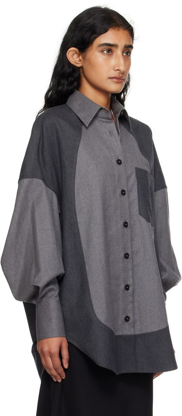 Риза Stella McCartney Stella McCartney Mixed Flannel Shirt Сиво | 6201593CU703, 1