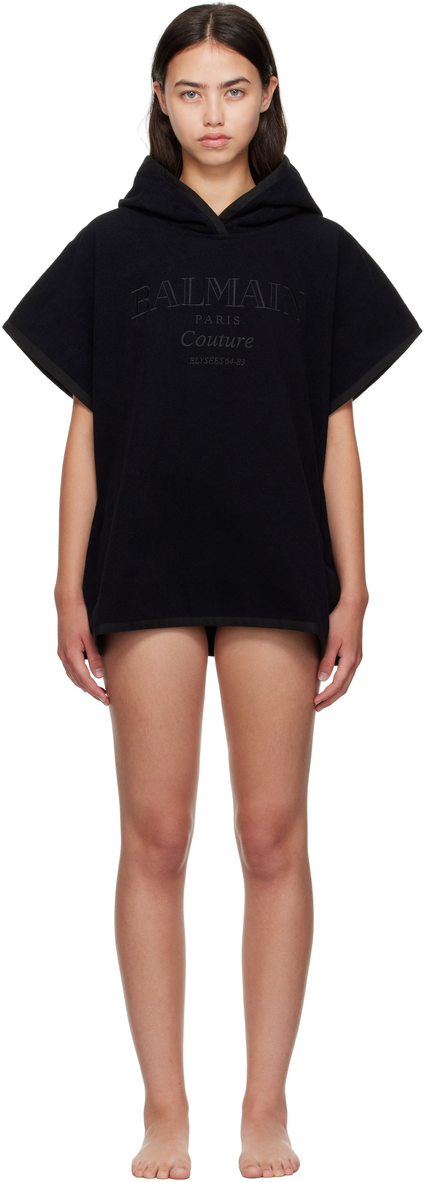 Бански Balmain Balmain Couture Hooded Cover-up Черно | BKP472400, 0
