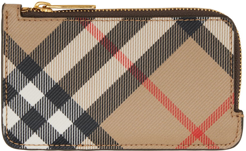 Портфейл Burberry Beige & Khaki Check Zip Card Case Wallet Бежово | 8094278