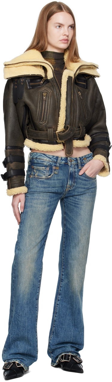 Яке бомбър R13 R13 Cropped Shearling Bomber Jacket Кафяво | R13WR423-R545A, 3