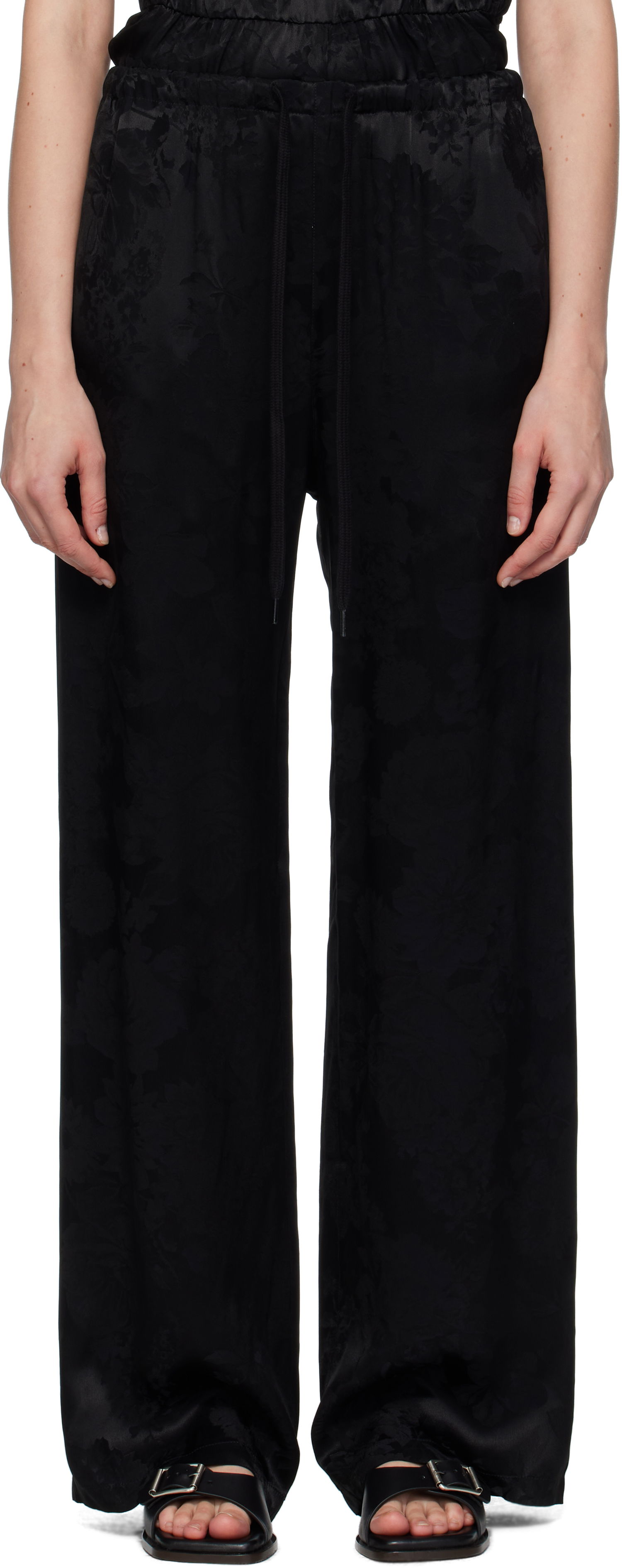 Панталони Maison Margiela MM6 Maison Margiela Jacquard Wide-Leg Trousers Черно | S52KA0551 M35471, 0