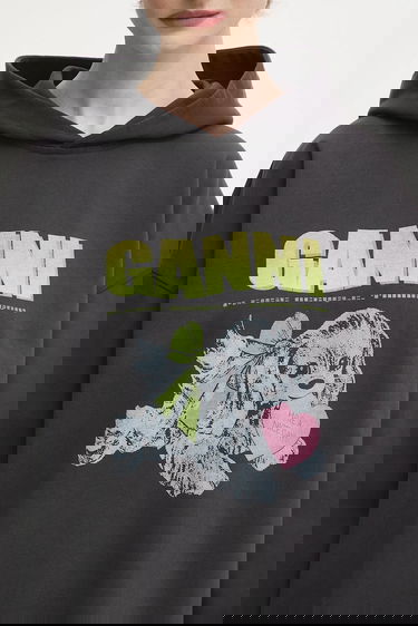 Суитчър GANNI Isoli Oversized Hooded Sweatshirt with Dog Print Сиво | T4360, 3