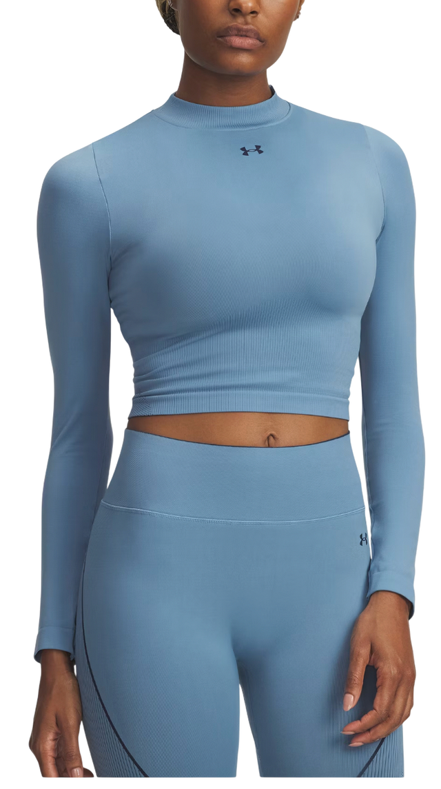 Vanish Seamless Ribbed Mock Neck Long Sleeve Crop Top