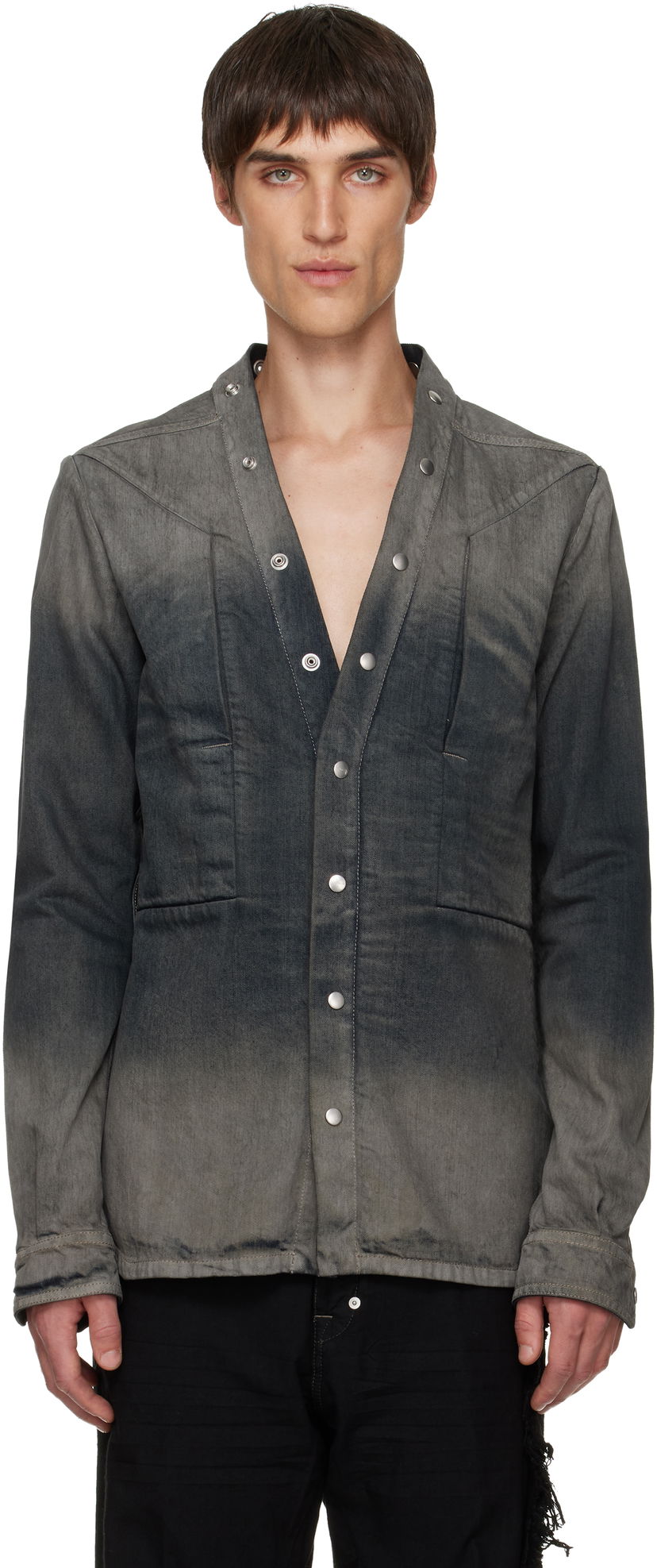 Риза Rick Owens Concordians Larry Fogpocket Denim Shirt Сиво | RU02E1287 DKDEG