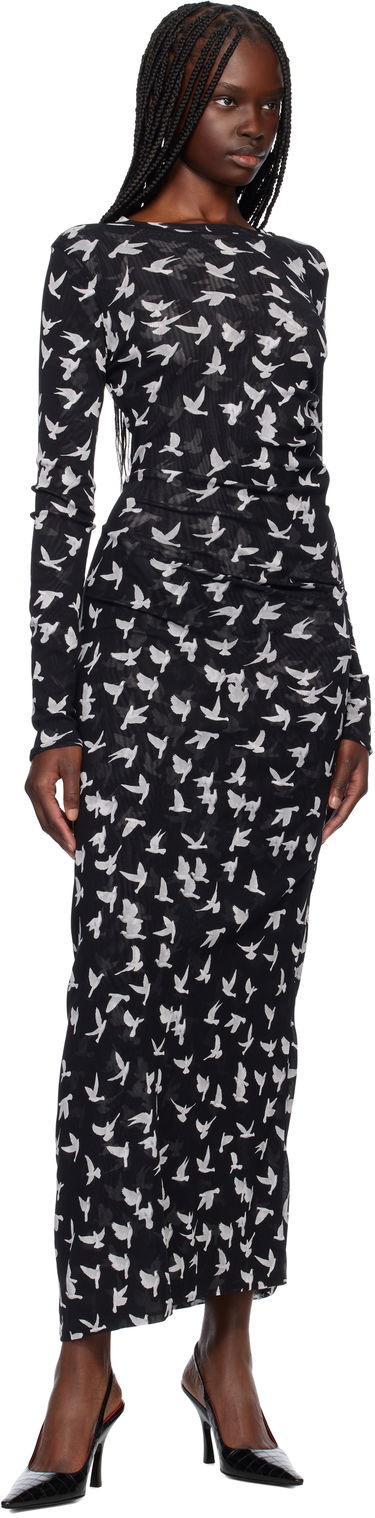 Pокля Stella McCartney Stella McCartney Dove Print Mesh Maxi Dress Черно | 6J03353SPZ89, 3