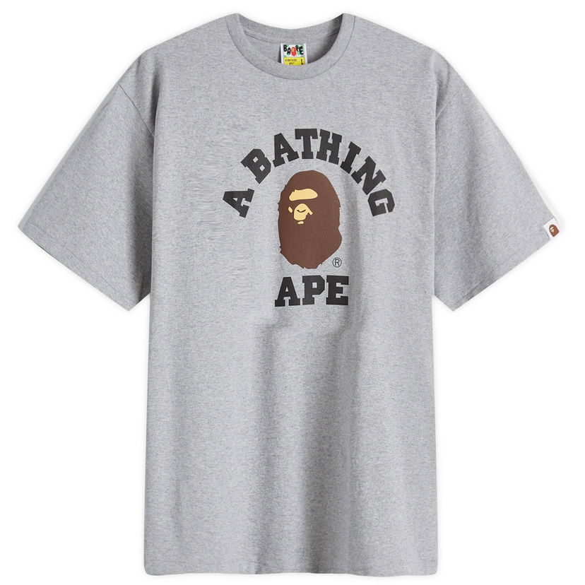 Тениска BAPE A Bathing Ape Men's College T-Shirt in Grey, Size Large | END. Clothing Сиво | 001TEK301001M-GRY