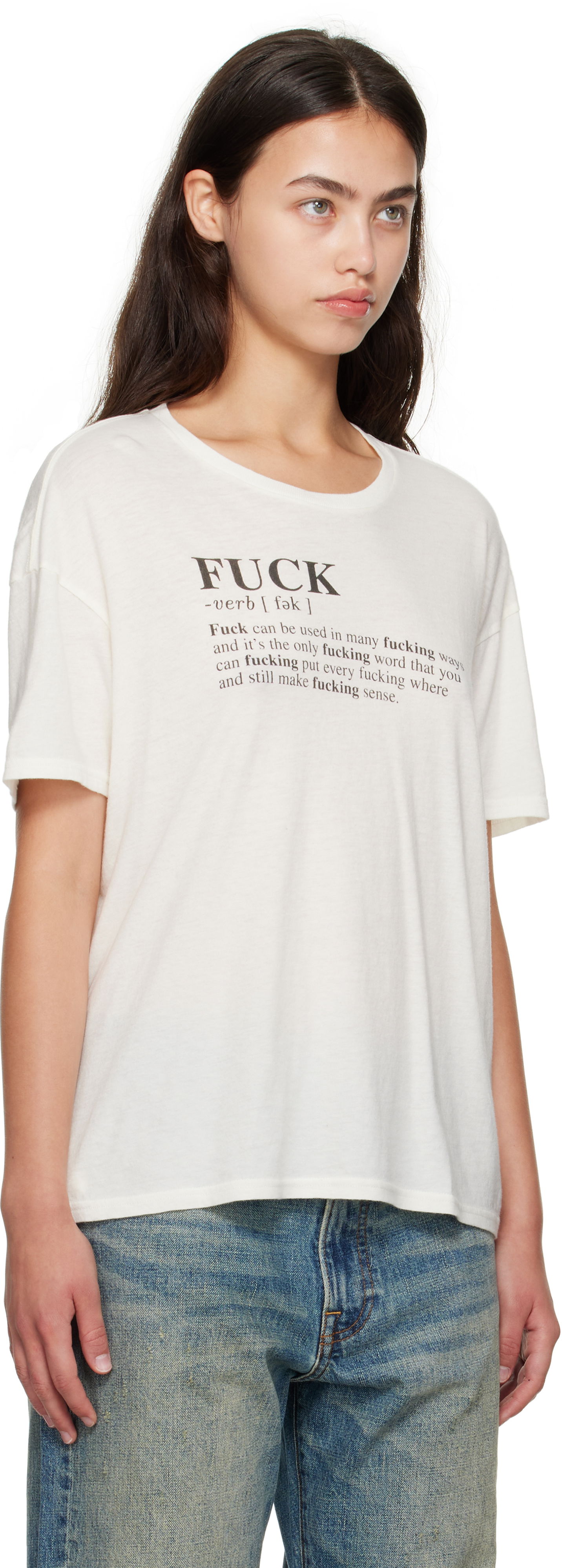 Тениска R13 R13 Relaxed T-Shirt "Fuck" Бяло | R13WK141-K115B, 1