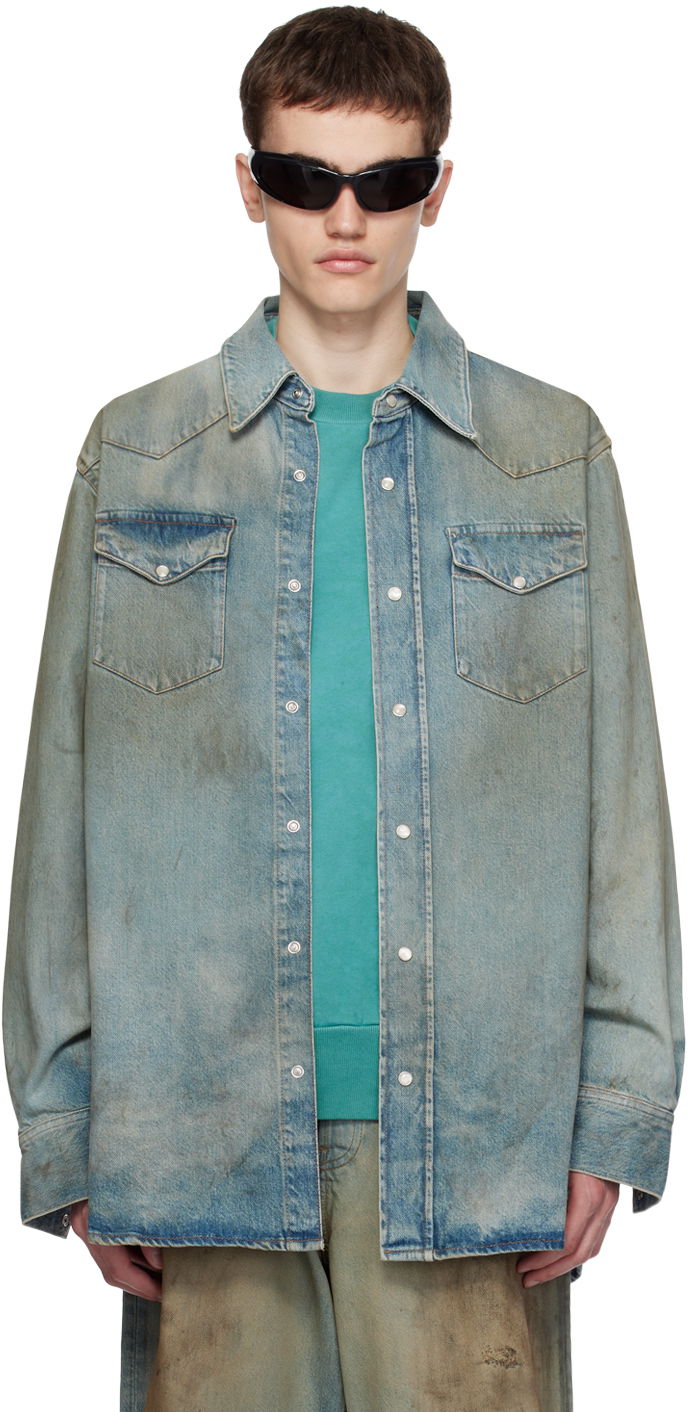 Яке Acne Studios Press-Stud Denim Shirt Синьо | BB0526-, 0