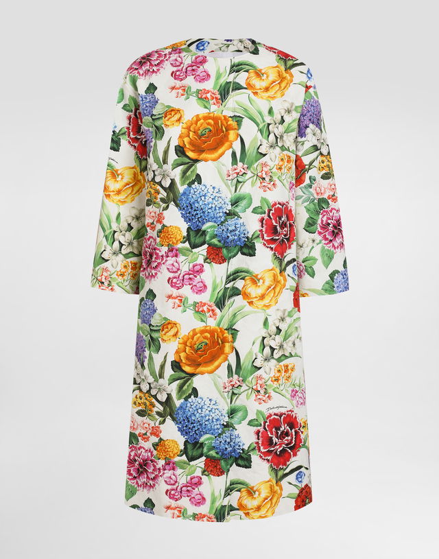 Dolce & Gabbana Floral-Print Cotton Jacquard Coat