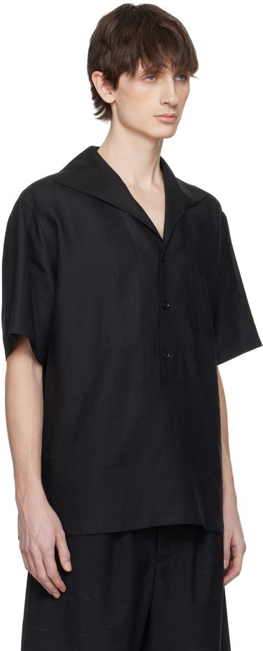 Риза Dolce & Gabbana Dolce&Gabbana Three-Button Short-Sleeved Linen Shirt Черно | G5NE3TFU4JB, 1