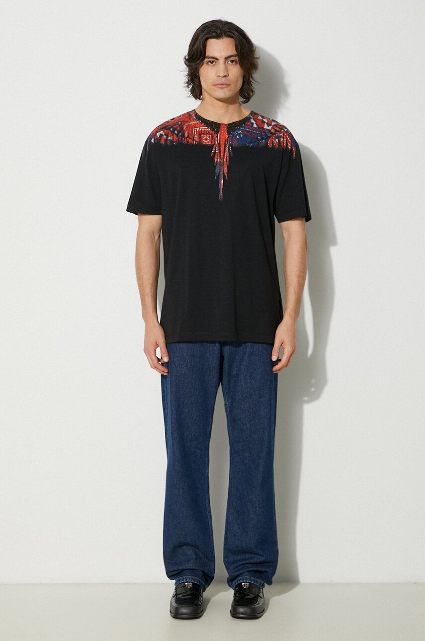 Тениска Marcelo Burlon Wings Basic Graphic Print T-Shirt Черно | CMAA056F24JER0031027, 1