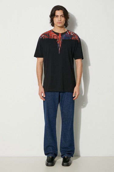 Тениска Marcelo Burlon Wings Basic Graphic Print T-Shirt Черно | CMAA056F24JER0031027, 1