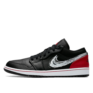 Кецове и обувки Jordan Air Jordan 1 Low "Brushstroke Swoosh - Black Red" Черно | DA4659-001, 1