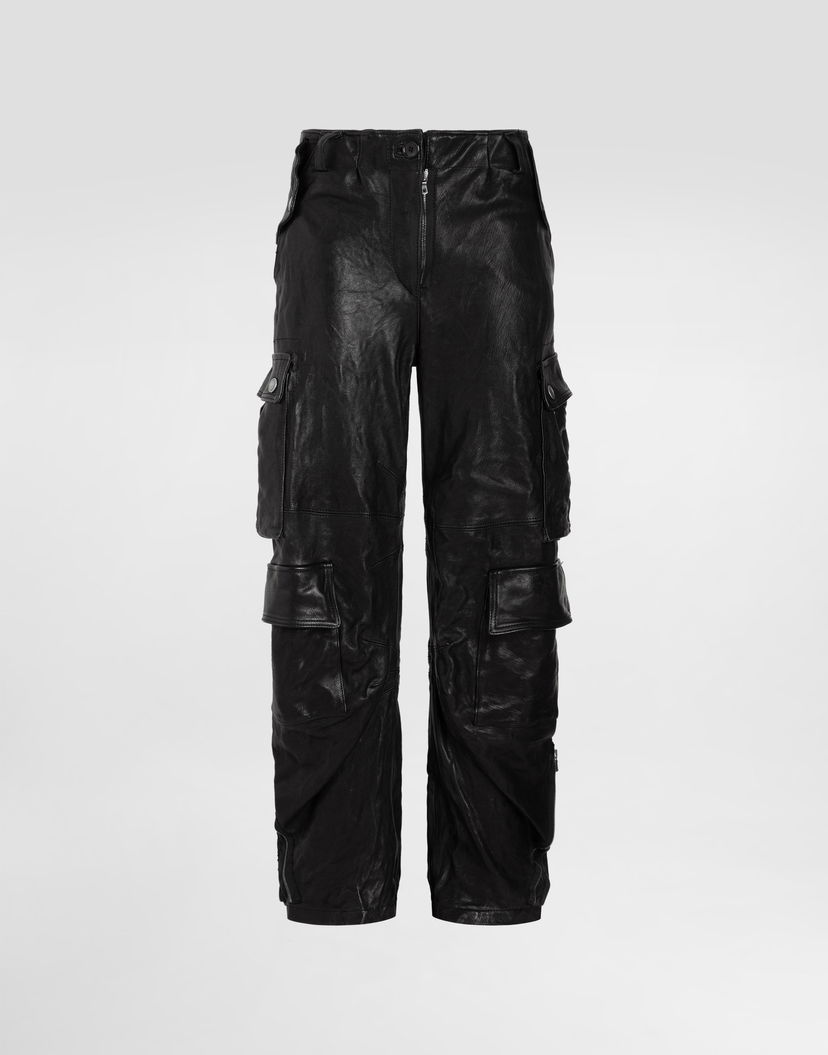 Карго панталони Dolce & Gabbana Dolce & Gabbana Cargo Leather Pants Черно | FTDFYLHULX9N0000