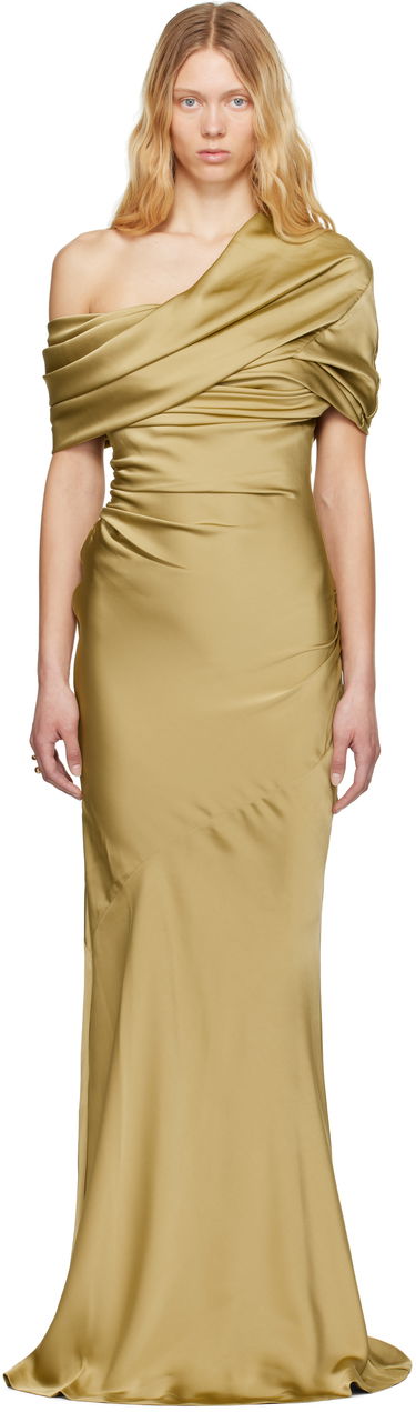Pокля Entire Studios Entire Studios One Shoulder Draped Maxi Dress Зелено | ESW-S25-6013-VI, 0