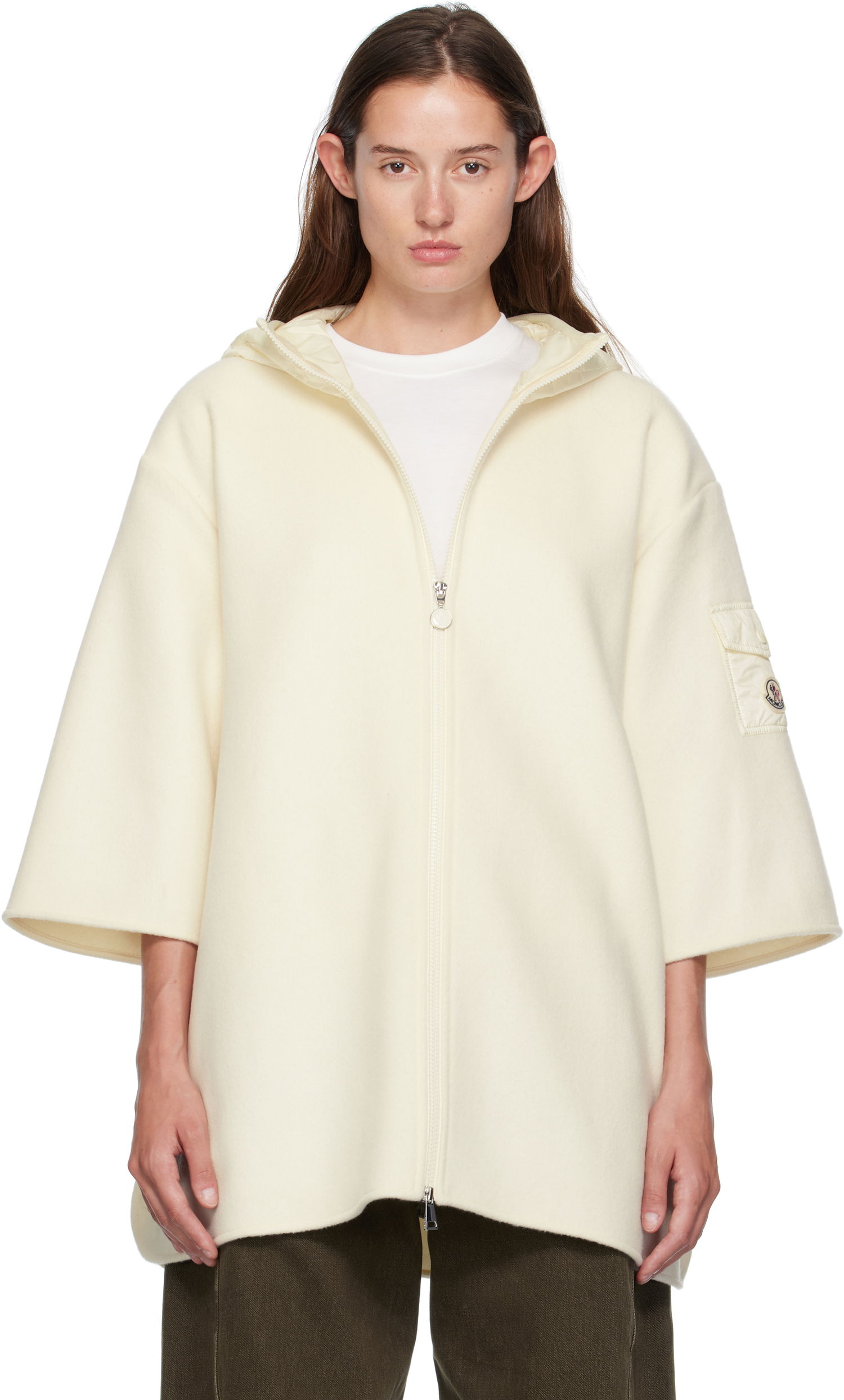 Яке Moncler Moncler Wool Cape Jacket Бяло | K20933G00002M7148, 0